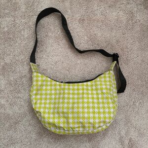 Baggu Medium Crescent Green Pixel Gingham